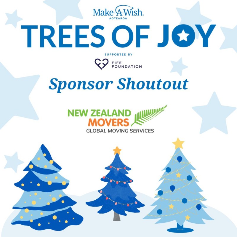 Sponsor shoutout for New Zealand Movers for Trees of Joy - Make a Wish